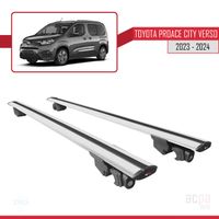 Barres de Toit Railing Porte-Bagages de voiture Pour Toyota Proace City Verso 2023-2024 HOOK Alu - Gris