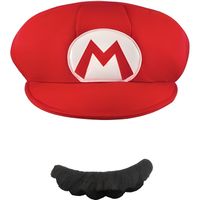 Déguisement - Mario - Casquette et moustache adulte - Rouge - Licence officielle