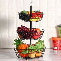 Corbeille de fruits à 3 niveaux porte fruits panier à légumes en métal Corbeille à fruits de rangement pour cuisine sur pied