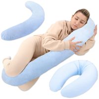 Oreiller d'allaitement xxl oreiller dormeur latéral - Gaufre Oreiller de grossesse oreiller de positionnement adultes Bleu clair
