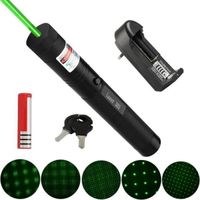 303 pointeur laser présentateur vert puissant + 18650 Batterie + Chargeur + clés point Graver 532nm
