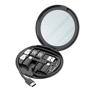 ENROULEUR Noir--Boîte de rangement pour Gadgets numériques, enrouleur de câble, support de téléphone, miroir de maquill