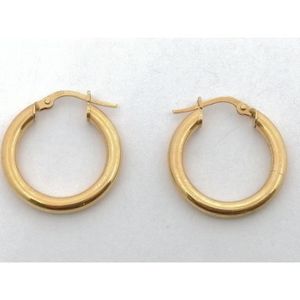 14K réel or jaune 2 mm épais haut classique poli charnière petites boucles d/'oreilles Créoles