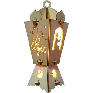 LAMPION Lanterne de Ramadan en bois de style marocain et indien avec LED - L813