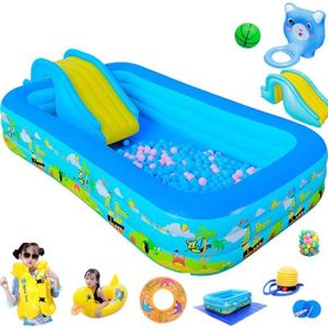 bestway piscine gonflable de luxe pour enfant et famille bleu 3 boudins 305x183x56 cm cdiscount jeux jouets