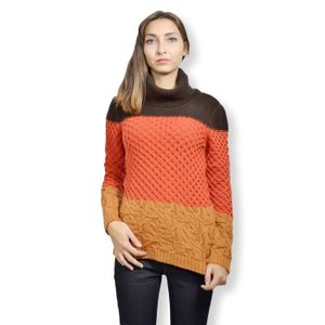 PULL Pull femme col roulé - Manches longues - Motif rayure