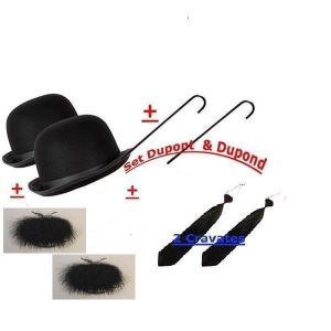 DÉGUISEMENT - PANOPLIE Set de déguisement de Dupont et Dupond adulte - Noir - 8 pièces