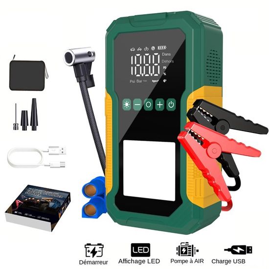 Démarreur Batterie Voiture 5000A 23800mAh - Booster Portable Tous Véhicules Essence & Diesel