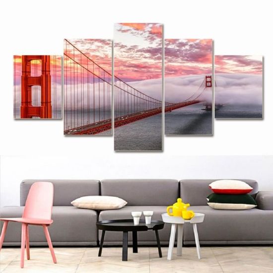 5 Morceaux Peinture Salon Maison Wall Decoration Affiche Golden