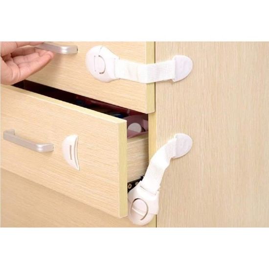 Bloque Porte Bébé UBRAVE 10 Pièces - Verrous Adhésifs Sans Perçage - Pour Tiroirs, Placards, Toilettes
