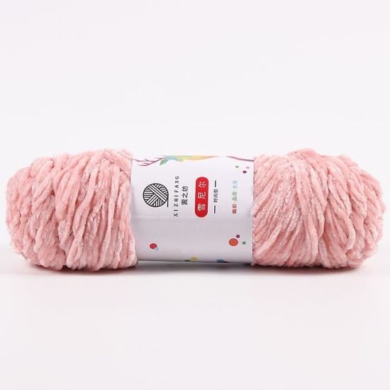 DDL&HEXI Lot de 2 écheveaux de fil chenille épais pour fabrication de couvertures, 2 x 226 g par sac (blanc