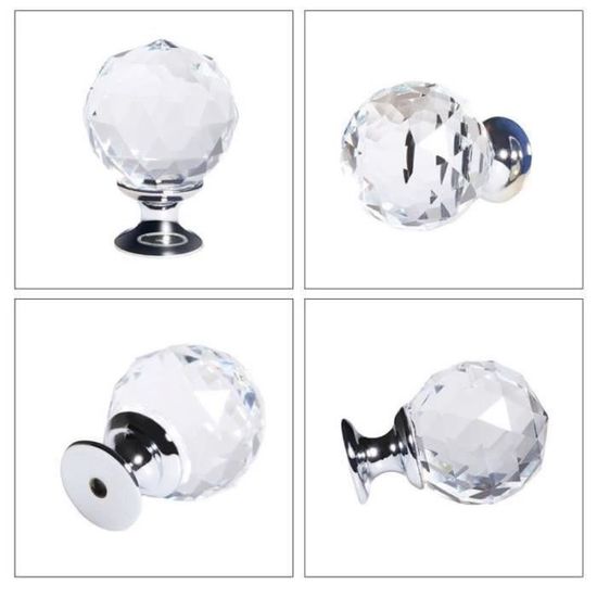BOUTON DE MEUBLE,8087-96--Boutons De Porte'armoire En Verre Cristal