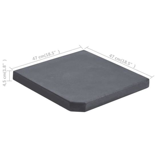 Plaque Poids Parasol En Granit 25 Kg - Base Solide Grise 47x47 Cm - Anti-vent Pour Jardin, Terrasse, Extérieur