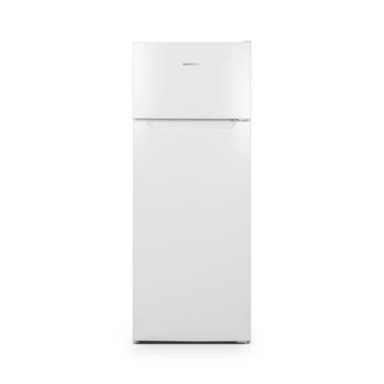 SCHNEIDER - SCDD205W - Réfrigérateur deux portes - 206L(169+37) - Froid statique - Dégivrage automatique - 3 clayettes verre