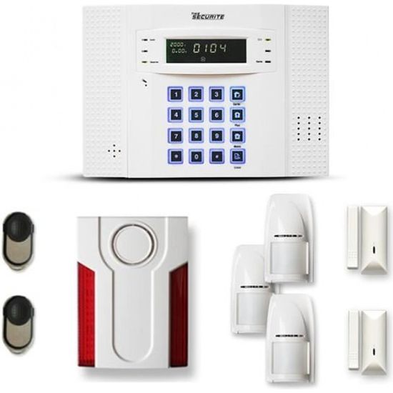 Alarme maison sans fil DNB 2 à 3 pièces mouvement + intrusion + sirène extérieure - Compatible Box / GSM