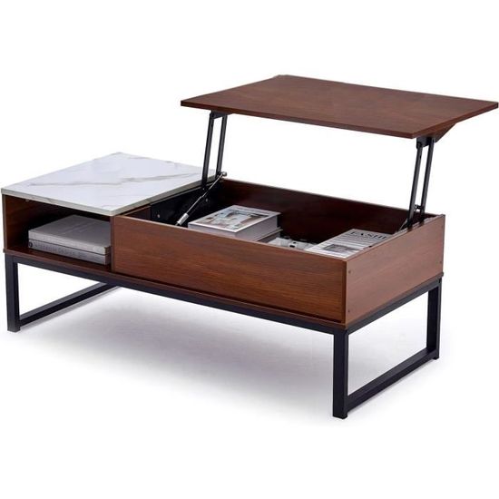 Table Basse + Meuble De Rangement Assorti – Métal Et Verre – Occasion (salon)