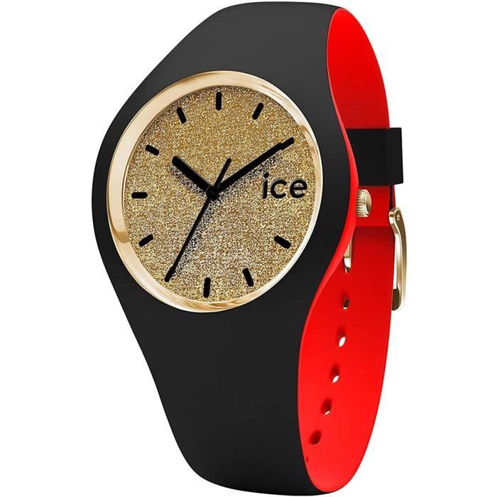 ice-watch - ice loulou gold glitter - montre noire pour femme avec bracelet en silicone