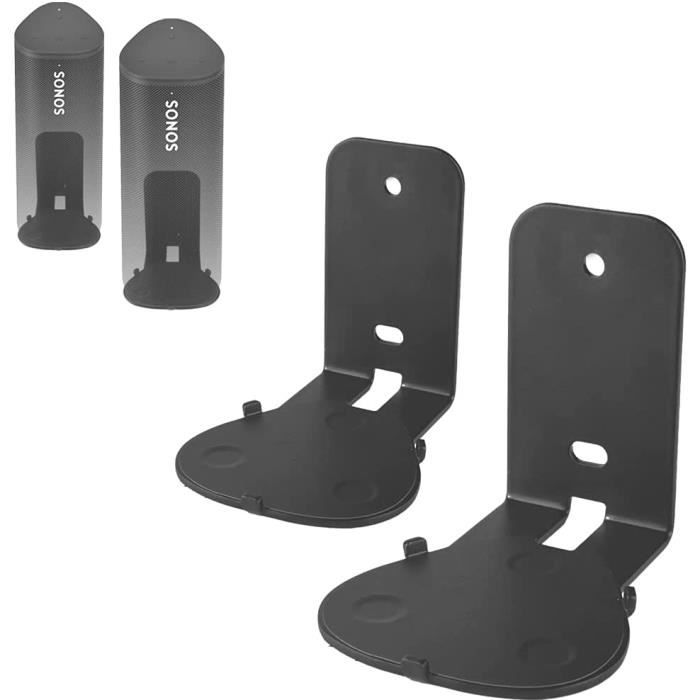 Lot De 2 Supports Muraux Métal Pour Enceinte Sonos Era 100 – Pivotants – Shinar Noir
