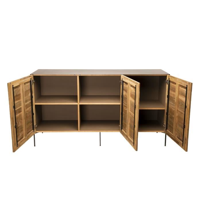 MACABANE MADISON - Buffet naturel et noir 3 portes bois Teck recyclé métal et pieds métal gris anthracite MACABANE MADISON - Buffet naturel et noir 3 portes bois Teck recyclé métal et pieds métal gris anthracite