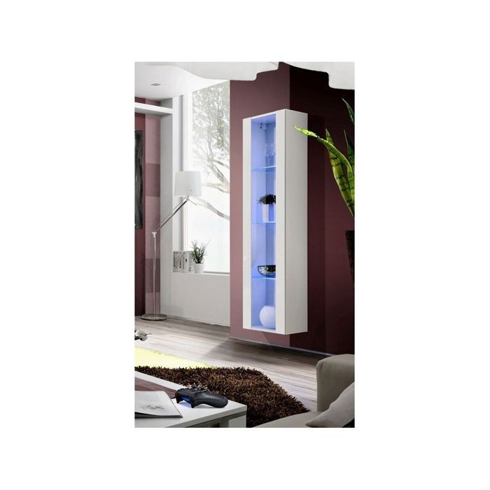 Séjours - Vitrine colonne - FLY 41 - LED - L 40 cm x P 29 cm x H 170 cm - Blanc
