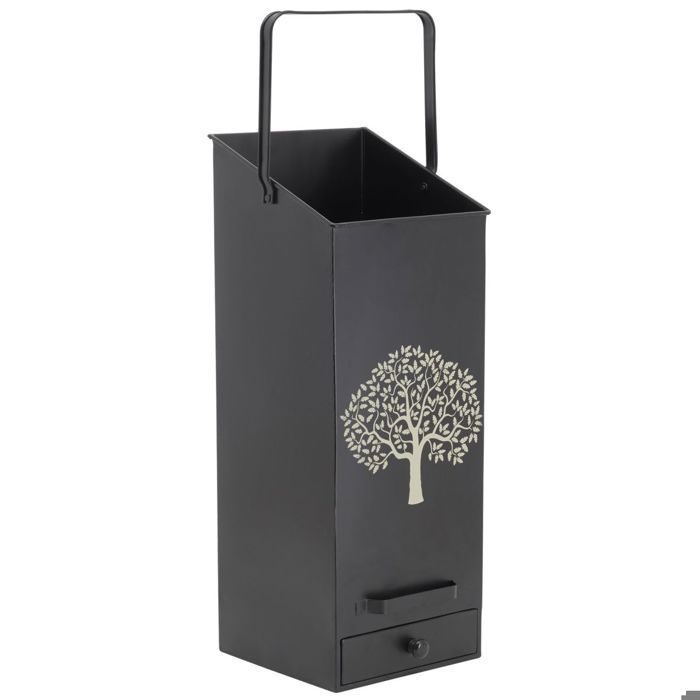 Seau à pellets en métal métal noir arbre 20 L