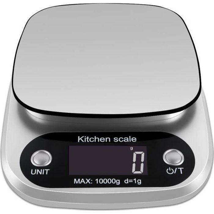 Balance de Cuisine 10kg/1g Electronique Haute Précision Domsique Aliment Grand Écran LCD pour Câteau/Tarte/Biscuit Professionnelle