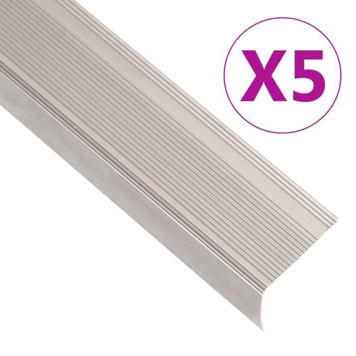 INGSHOP© Nez de marche Forme en L 5 pcs Aluminium 90 x 3 x 2 cm Champagne Fixation à l’aide de ruban adhésif double face