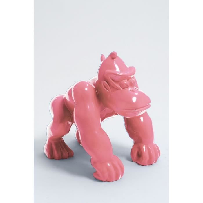 Statue singe gorille mini donkey kong taille S colori rose bonbon - LIKASI - 36cm -