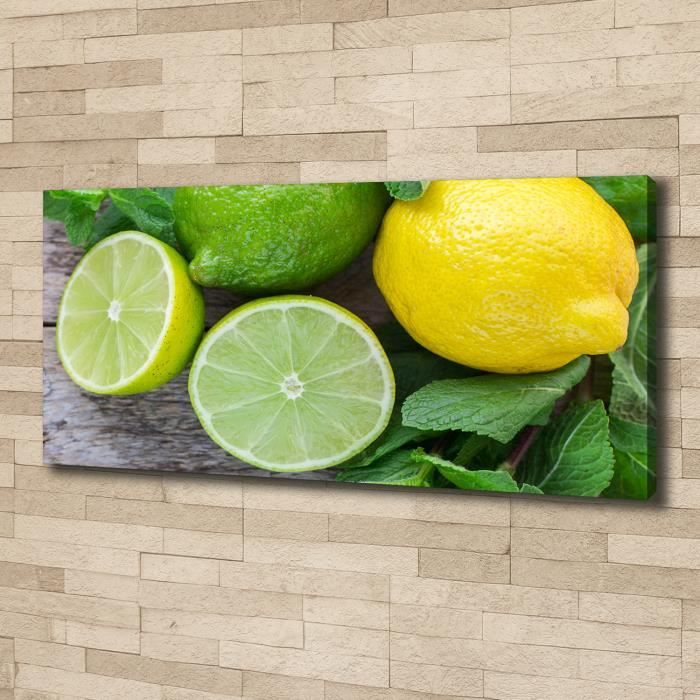 Tulup 125x50 cm art mural - Image sur toile:- Nourriture boissons - Citron Vert Citron - Vert