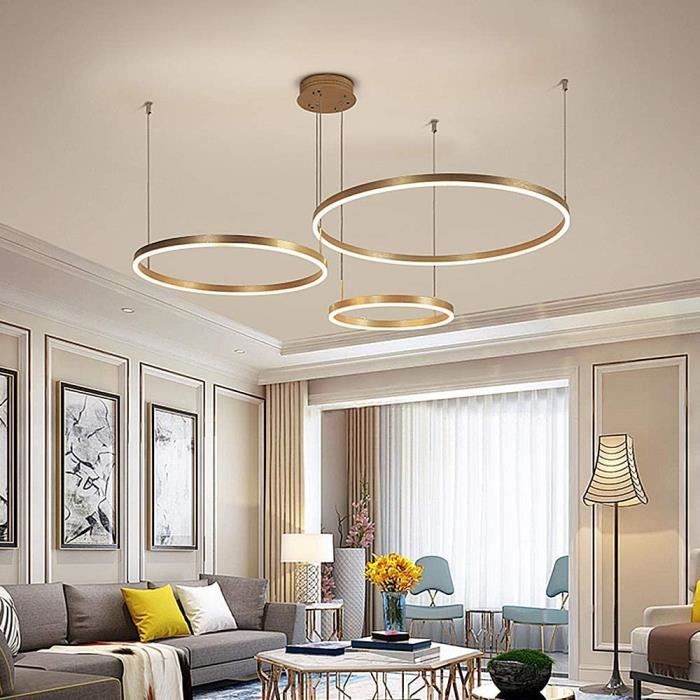 Moderne 3 Anneaux Anneau Pendentif Lumière 90W LED Dimmable Salon Lustre Avec Télécommande Suspension Chic Chambre Salle À Mange7