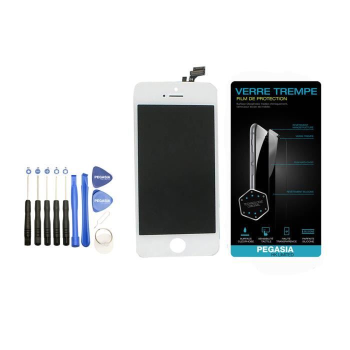 Ecran complet pour Iphone 8 Plus blanc ,vitre tactile + écran LCD sur chassis, verre de protection trempé + kit outils
