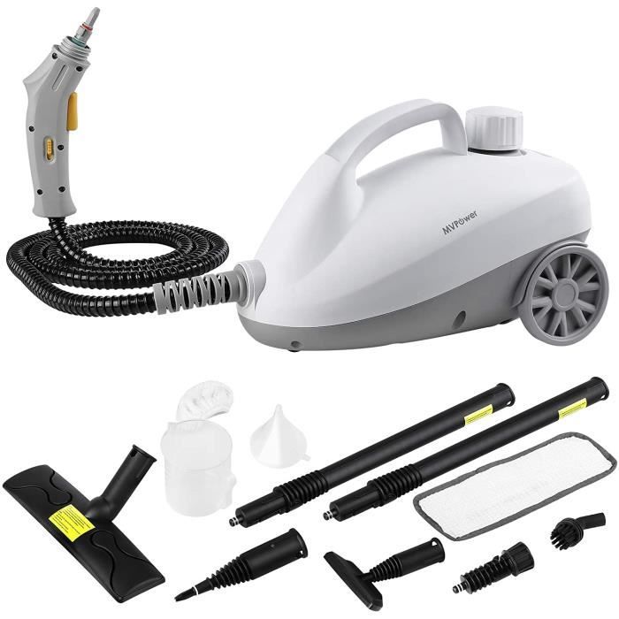MVPower Nettoyeur Vapeur 1250W, Aspirateur Vapeur avec Réservoir d'eau 1L, 3 Bar, 11 Accessoires, Temps de chauffage 8 min, Stérilis