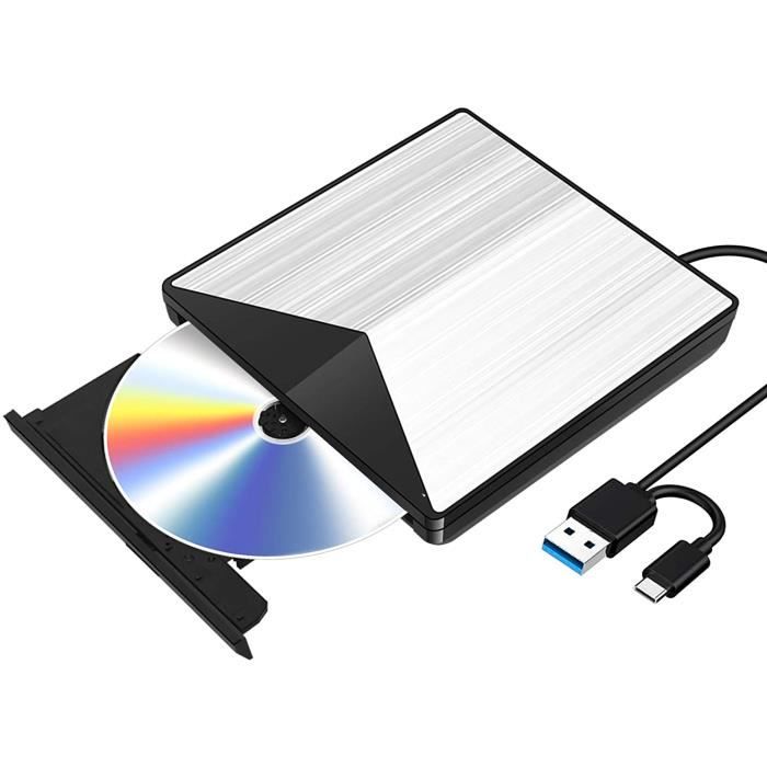 Externe Graveur CD DVD Blu Ray 3D, USB 3.0 Portable Ultra Slim de Lecteur DVD CD-RW pour iMac Mac OS, Linux, PC Windows XP/Vista / 7