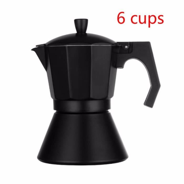 Cafetière,Cafetière 3-6 tasses italienne Moka expresso Cafeteira percolateur Pot Express Moka Pot cuisinière - Type Black 6Cups