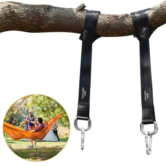Hyindoor Sangles de Suspension pour Hamac Balan/çoire Suspendu avec Crochets Mousquetons Kit de Fixation Reglable Adapt/é aux Hamac pour Jardin ou Voyage 1 Paire Max 500 kg