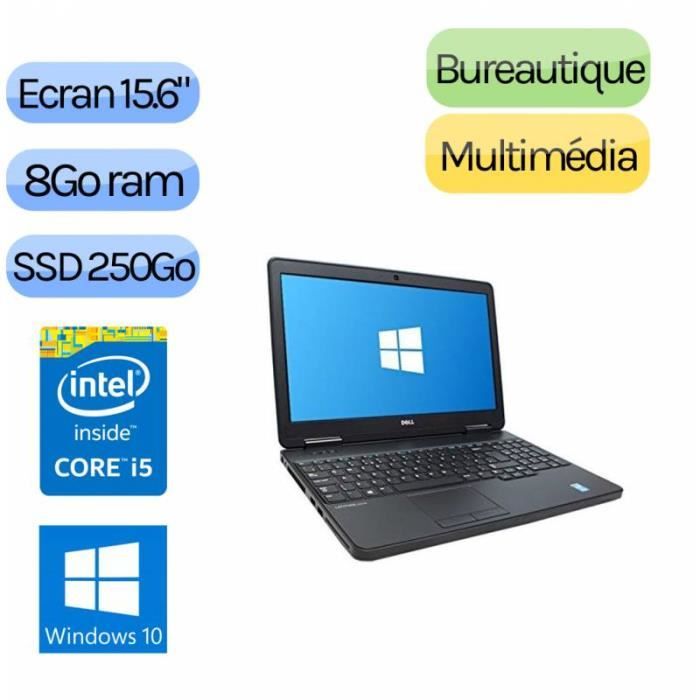 Dell Latitude E5540 - Windows 10 - i5 8Go 250Go SSD - 15.6 - Webcam - Ordinateur Portable PC