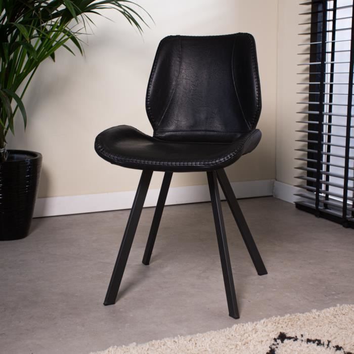 Barry Chaise Salle A Manger Industrielle Noir