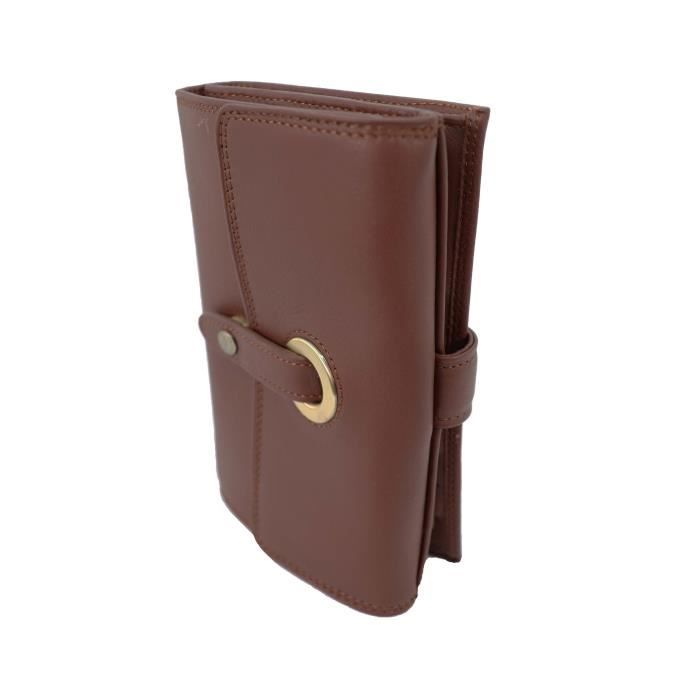KATANA porte feuille  dos à dos  en cuir réf 753114 marron (4 couleurs disponible)