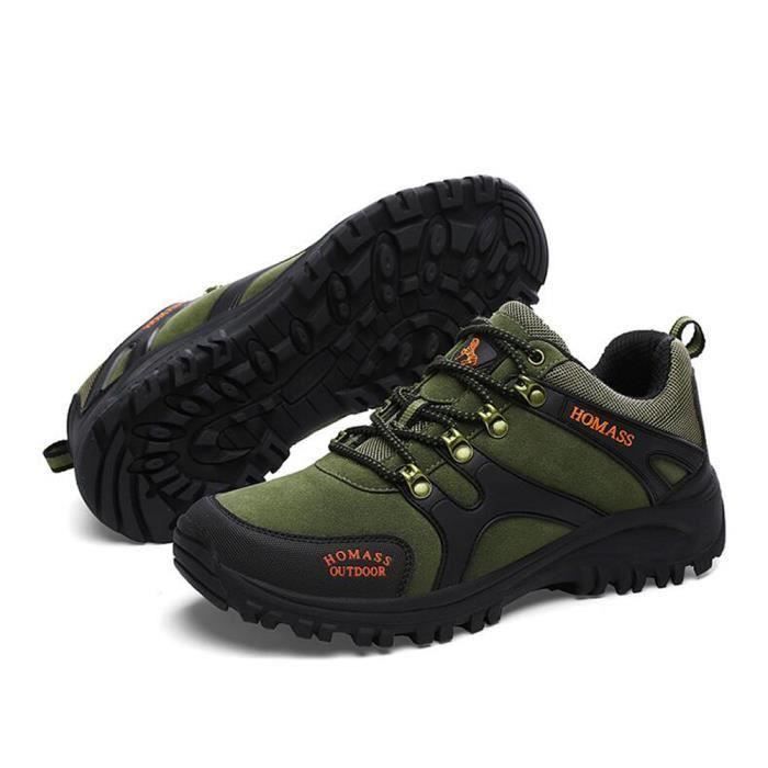 Automne à pied en cuir chaussures en plein air chaussures de randonnée homme - confort résistant à l'usure chaussures pour - Vert