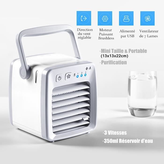 NEUFU Mini Portable USB Ventilateur Climatiseur Mobile Humidificateur Silencieux Refroidisseur d'Air Maison Bureau Voyage