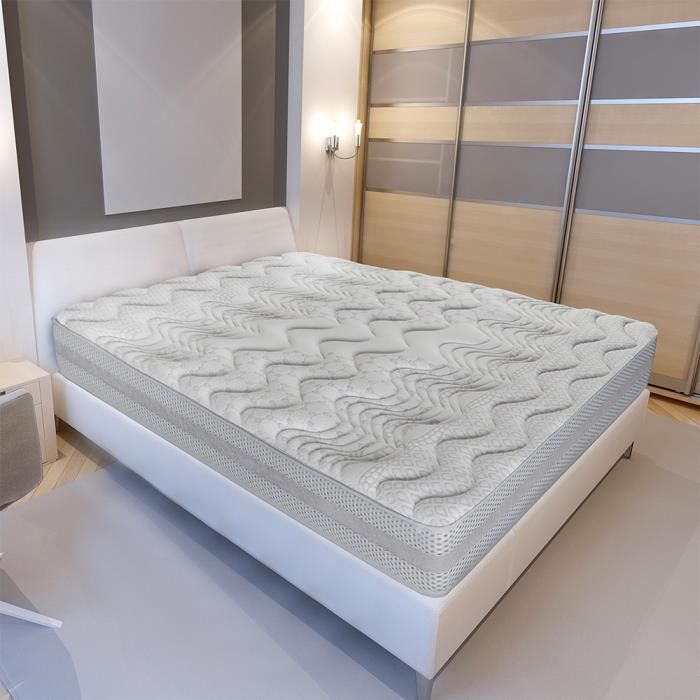 OLYMPE - Ensemble matelas Naxos avec sommier en bois - 140x200