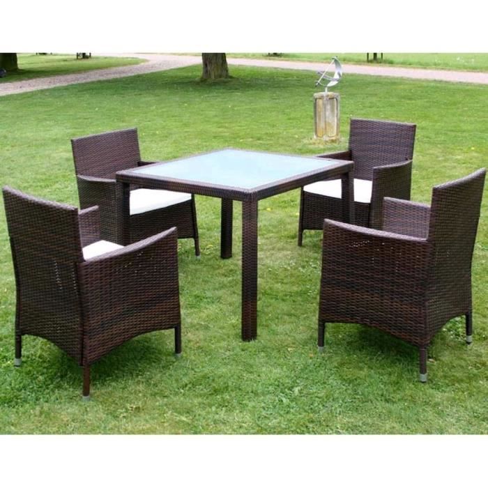 Luxueux Magnifique Moderne-Mobilier à dîner-Salon jardin 5 pcs et coussins Résine tressée Marron