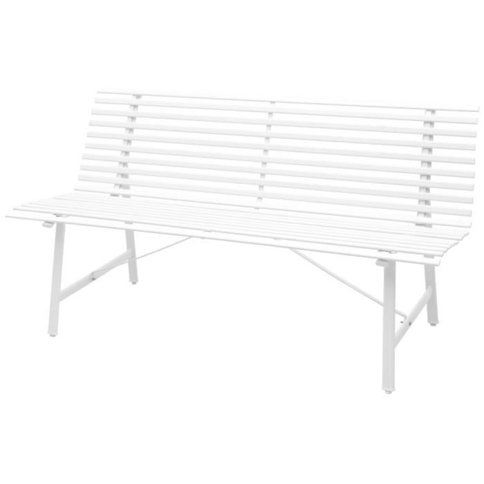 Haute qualité Luxueux Magnifique Economique Banc de jardin Acier 150 x 62 x 80 cm Blanc