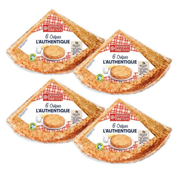 24 Crêpes L'Authentique (nature) - PAYSAN BRETON - Soit 1 lot de 4 sachets de 6 crêpes - PRIX DU LOT