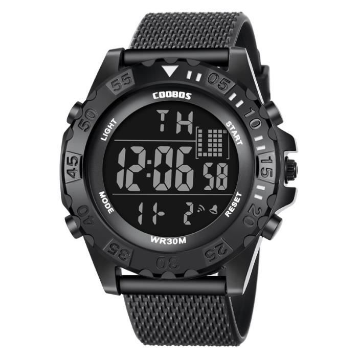 Montre enfant garçon LED numérique lumineux multifonction bracelet en silicone de qualité supérieure noir cool sport adolescent
