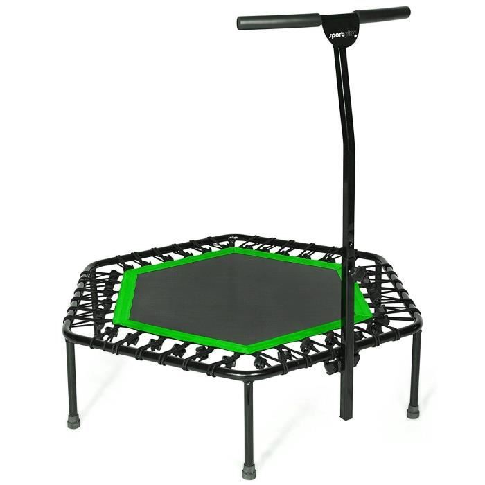 Trampoline de Fitness- SportPlus, Suspension silencieuse avec corde en caoutchouc, poignée réglable, vert, 126 cm