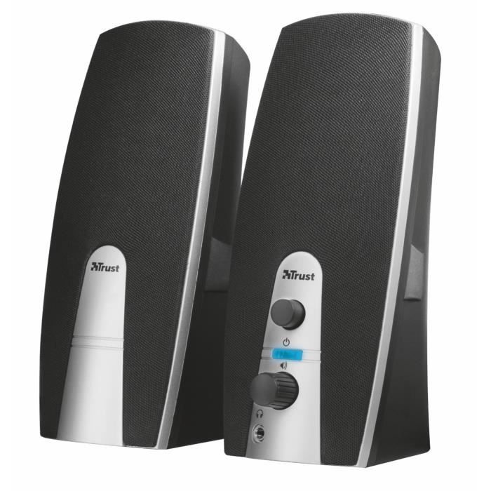 Trust Mila Enceinte PC 2.0 pour Ordinateur (10 Watt), Alimentation USB -Argent