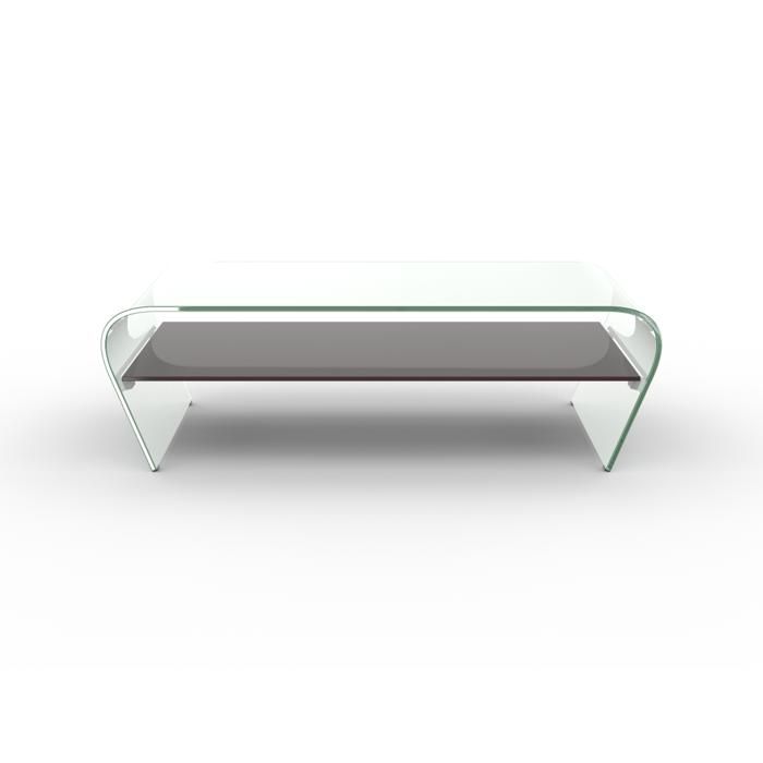 Table basse KELLY - Verre trempé - Tablette noire laquée