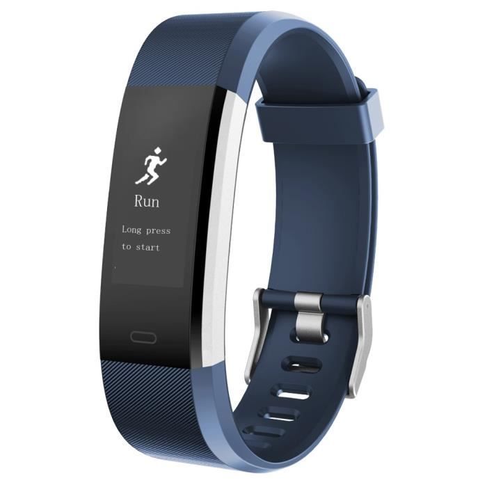 YAMAY Montre Connectée Femmes Homme Bracelet Connecté Cardiofréquencemètre Etanche Fitness Tracker Bleu pour Android iOS