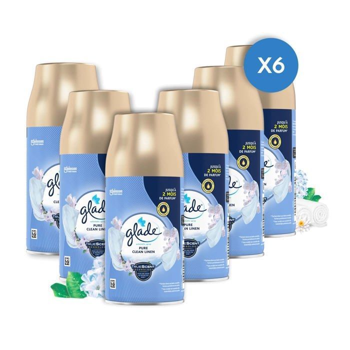 Glade (R) Automatic Spray Recharge Pure Clean Linen - Infuse Aux Huiles Essentielles - Lot de 6